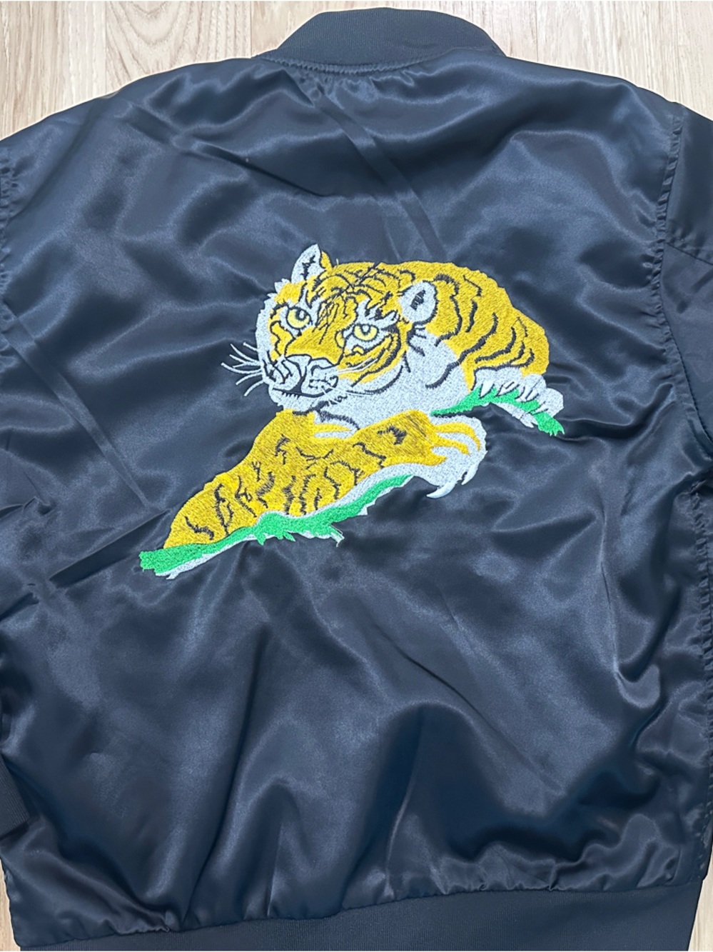 Rocky Balboa style Black Tiger Embroidered Jacket